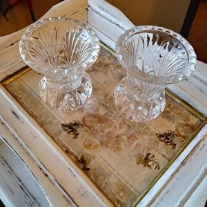Set of Crystal d'Adriana,24% Lead Crystal,Bud Vase Candle Holder Vintage